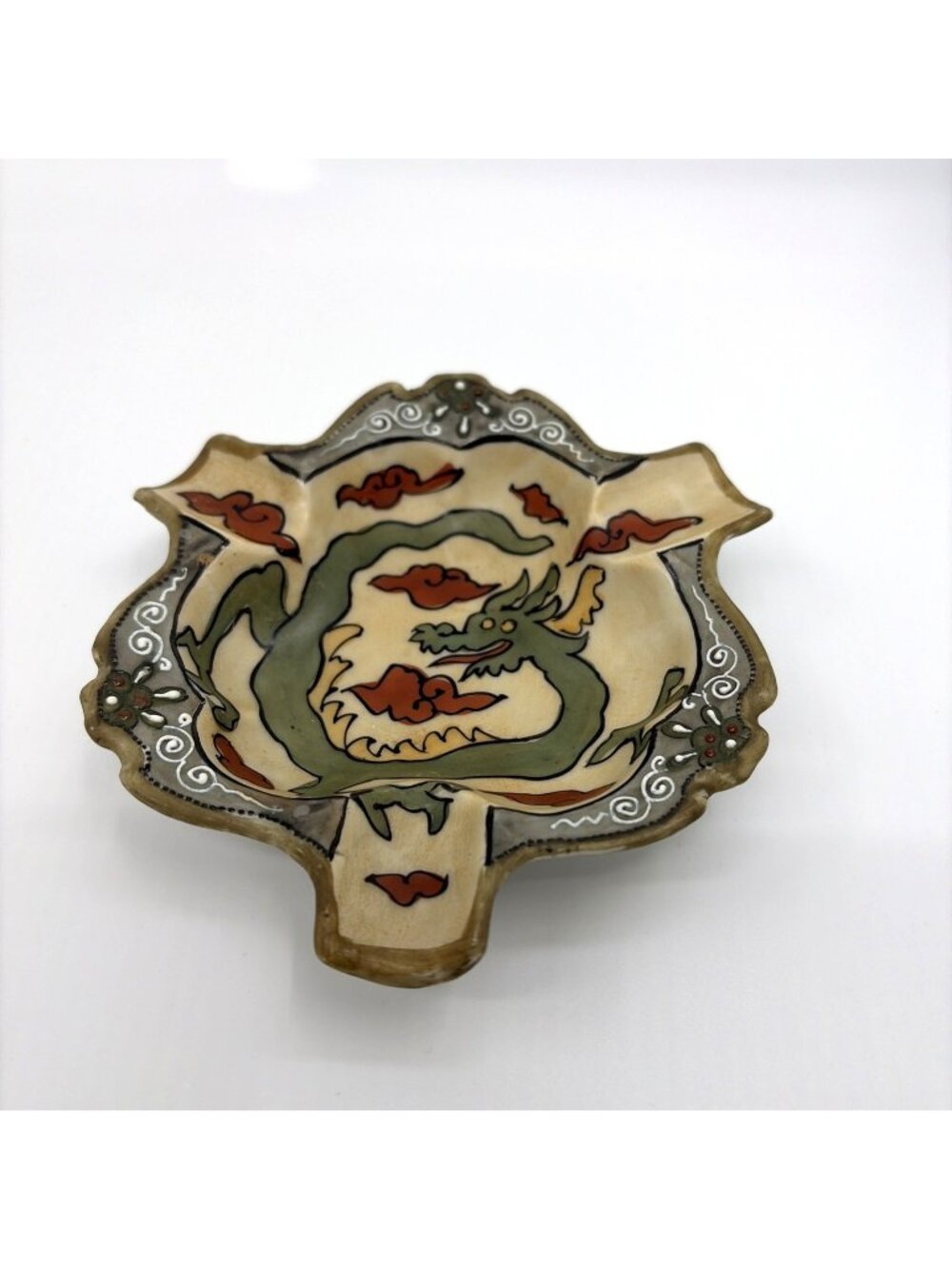 Antique Morimura Nippon Dragonware Moriage Ashtray Hand Painted Japan